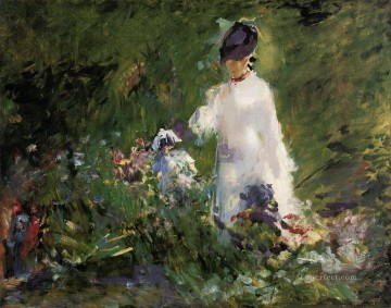  flores obras - Mujer joven entre las flores Eduard Manet